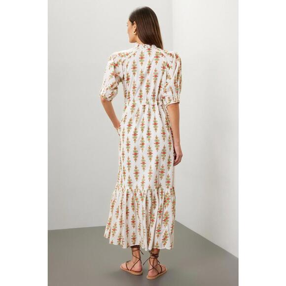 Banjanan Floral Print Betty Dress Size L Off-White - Picture 2 of 6